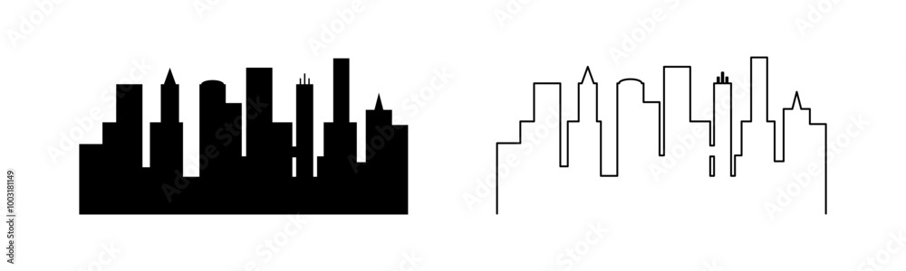 Obraz premium Cityscape Flat Vector Set. Flat cityscapes featuring buildings and urban structures