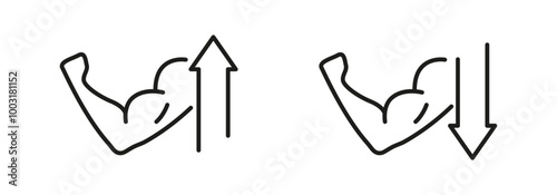 Strength Rise and Fall vector Icon set.