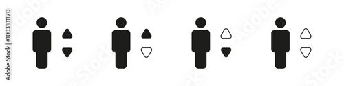 Elevator vector icons. Eleveator going up and down icon set.
