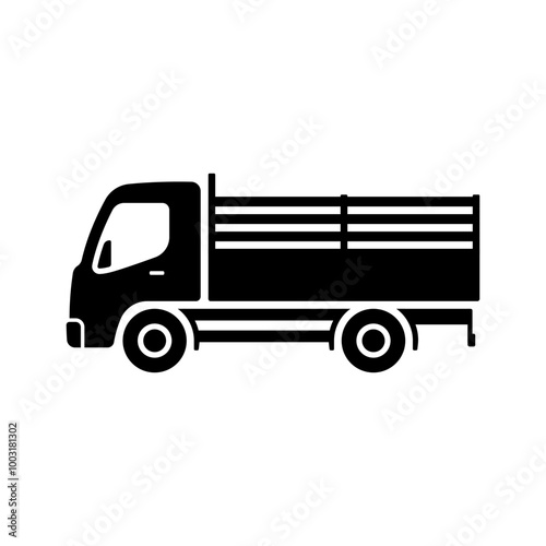 Truck icon. Black silhouette. Side view. Vector simple flat graphic illustration. Isolated object on white background. Isolate.