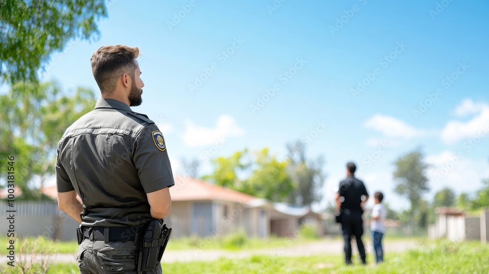 Officer Assisting Community in Urban Setting Officer Assisting Community in Urban Setting