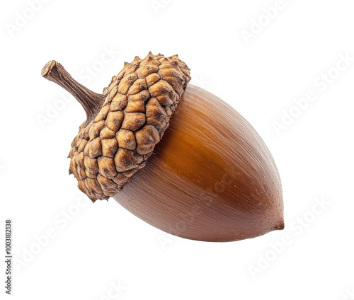 Beautiful acorn resting on a white background showcasing intricate details an...
