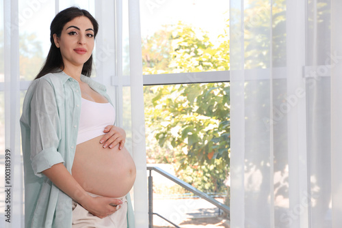 Portrait of beautiful pregnant woman at home, space for text Free Download Portrait of beautiful pregnant woman at home, space for text - GFXLoad