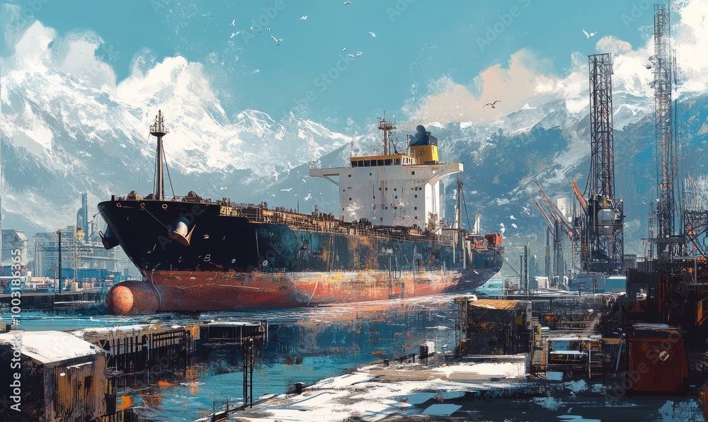 Fototapeta premium Cargo ship wharf