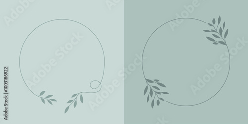 Szablony ramek z wzorem roślinnym w prostym stylu z listkami - zaproszenia ślubne, gratulacje, baby shower, pocztówki, kartki urodzinowe, kartki z życzeniami, dzień kobiet.