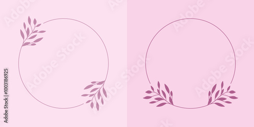Szablony ramek z wzorem roślinnym w prostym stylu z listkami - zaproszenia ślubne, gratulacje, baby shower, pocztówki, kartki urodzinowe, kartki z życzeniami, dzień kobiet.