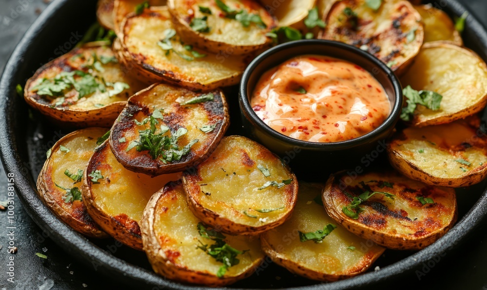 crispy potato slices served with chilli mayo crispy potato slices served with chilli mayo