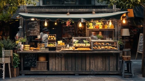 Cozy Outdoor Cafe With Delightful Delicacies and Rustic Charm