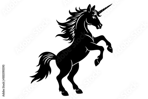 Black Chess Knight Horse Pegasus Unicorn silhouette logo design vector.