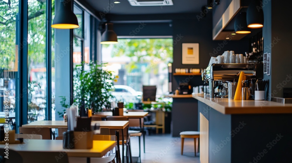 Cozy and Inviting Cafe Interior with Natural Lighting
