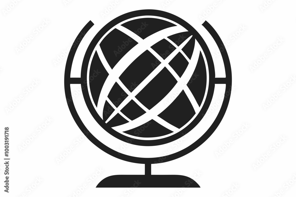 Mid-century Modern Globe Icon stock silhouette black vector illustration Mid-century Modern Globe Icon stock silhouette black vector illustration