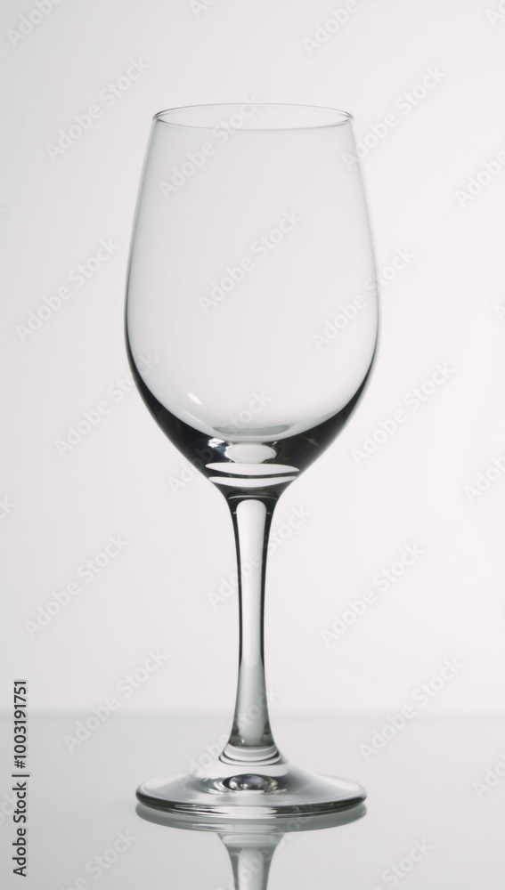 Isolated front view of an empty wine glass on white backdrop Isolated front view of an empty wine glass on white backdrop