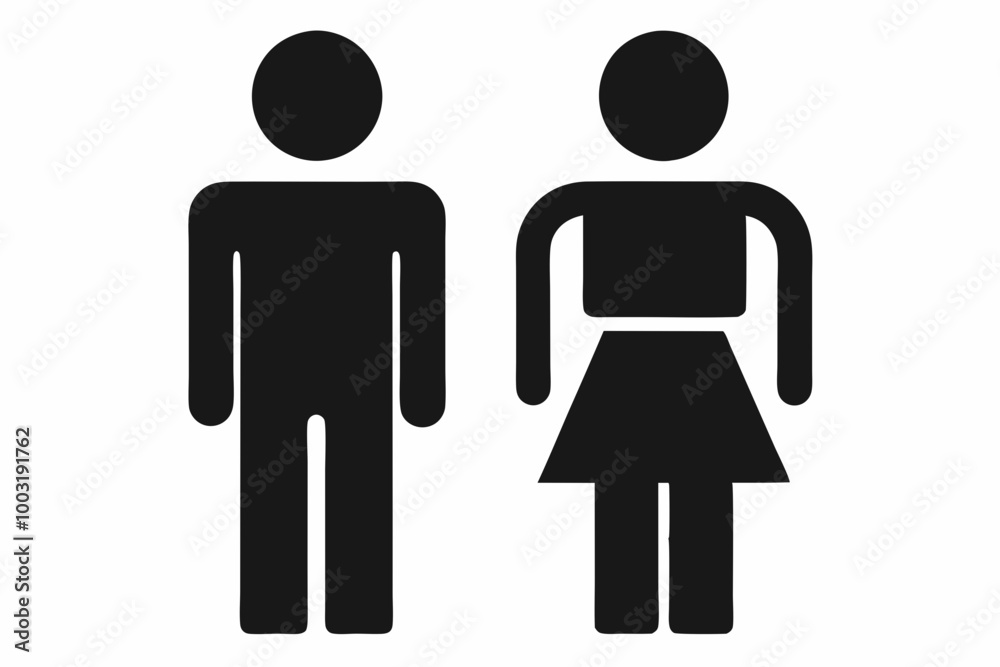 Male and female toilet icons silhouette black vector art illustration Male and female toilet icons silhouette black vector art illustration