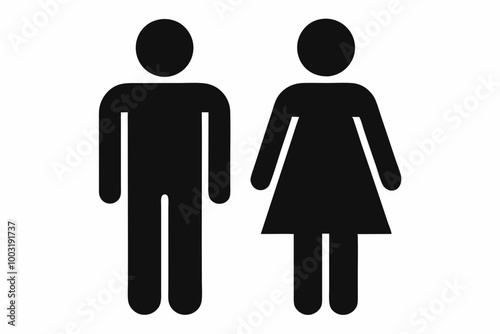 Male and female toilet icons silhouette black vector art illustration