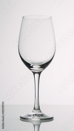 Isolated front view of an empty wine glass on white backdrop