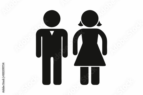 Male and female toilet icons silhouette black vector art illustration