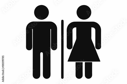 Male and female toilet icons silhouette black vector art illustration photo