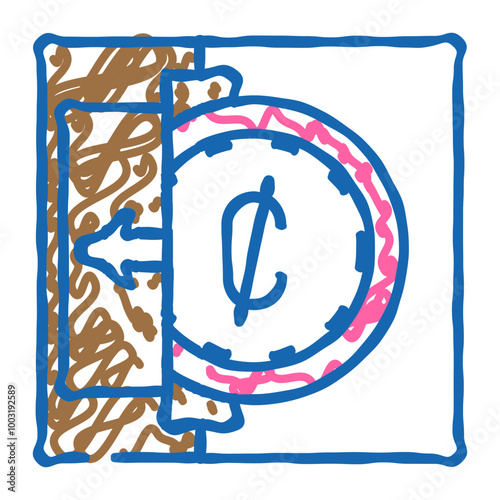 coins acceptance doodle icon sketch vector. coins acceptance sign. isolated symbol illustration