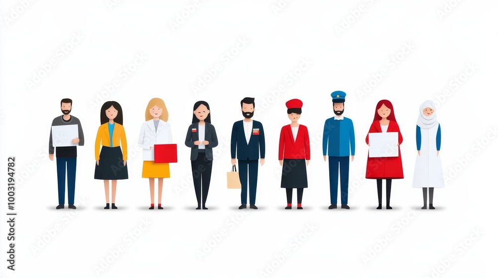 Diverse Characters in Professional Attire Illustration Diverse Characters in Professional Attire Illustration