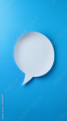 White speech bubble on blue background