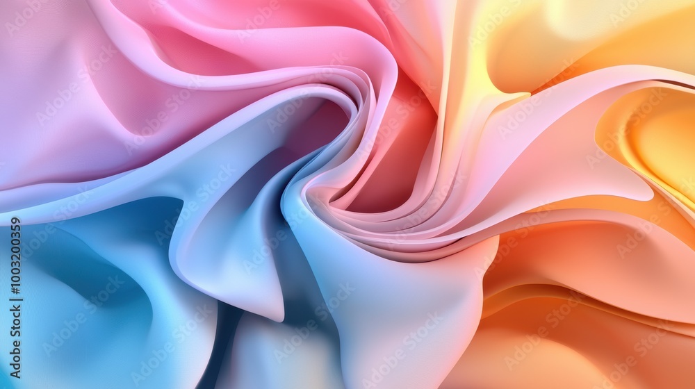 Obraz premium Elegant Swirls of Soft Colorful Fabric Waves