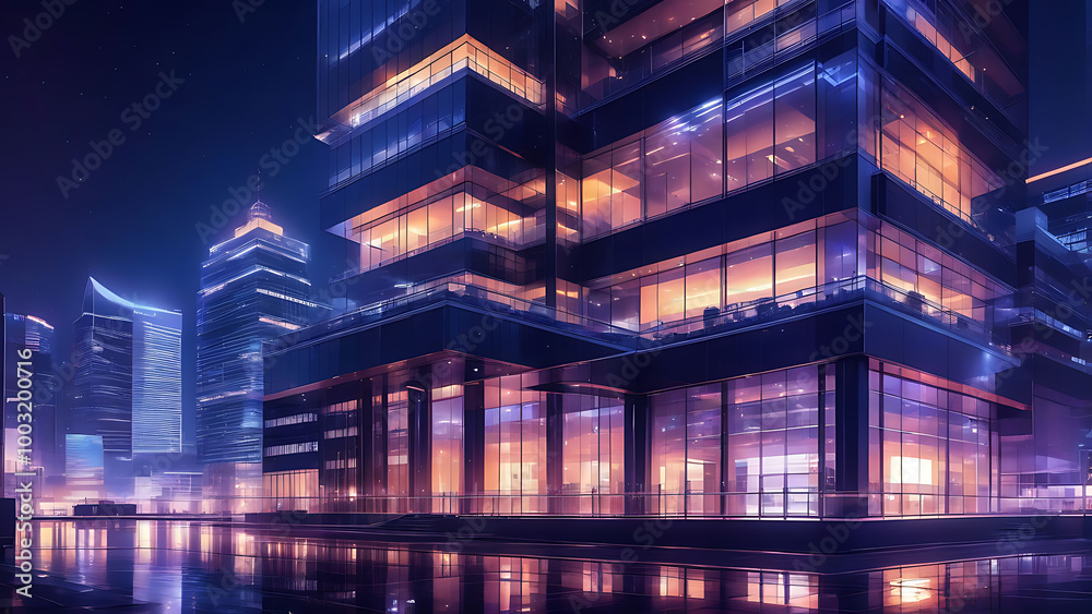 Fototapeta premium office building at night