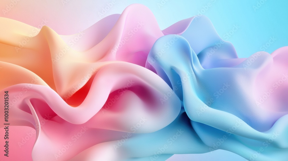 Obraz premium Soft Fabric Waves in Pastel Hues on Gradient Background