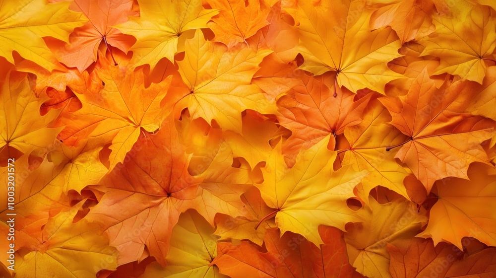 Autumn leaves in vibrant orange and yellow hues Autumn leaves in vibrant orange and yellow hues