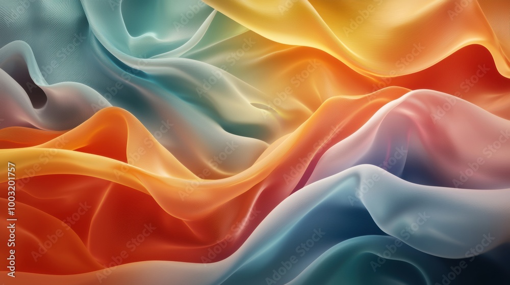 Vibrant Waves of Colorful Soft Fabric Texture