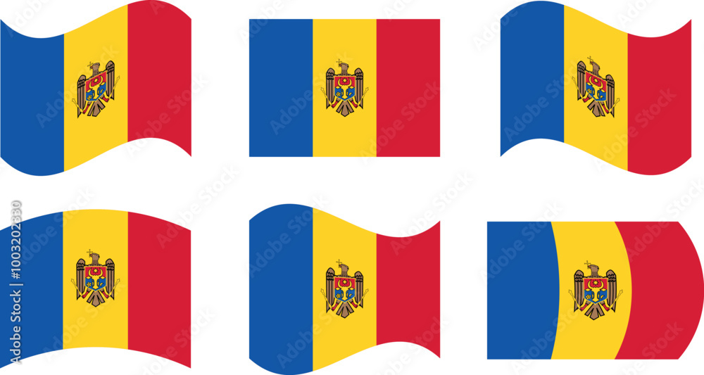 Fototapeta premium Set of 6 flags of moldova