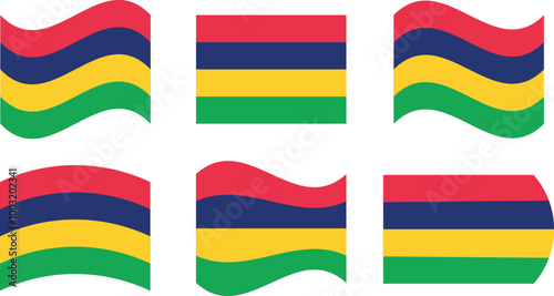 Set of 6 flags of mauritius