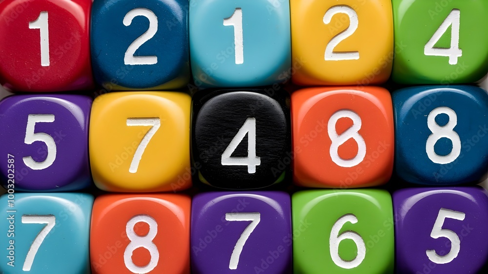 Background of colorful dice in a spiral pattern Background of colorful dice in a spiral pattern