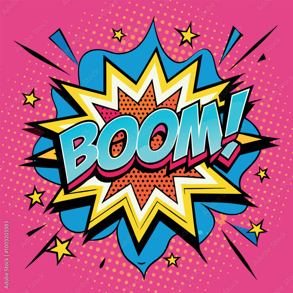 BOOM Comic pop art explosion cartoon vector design.