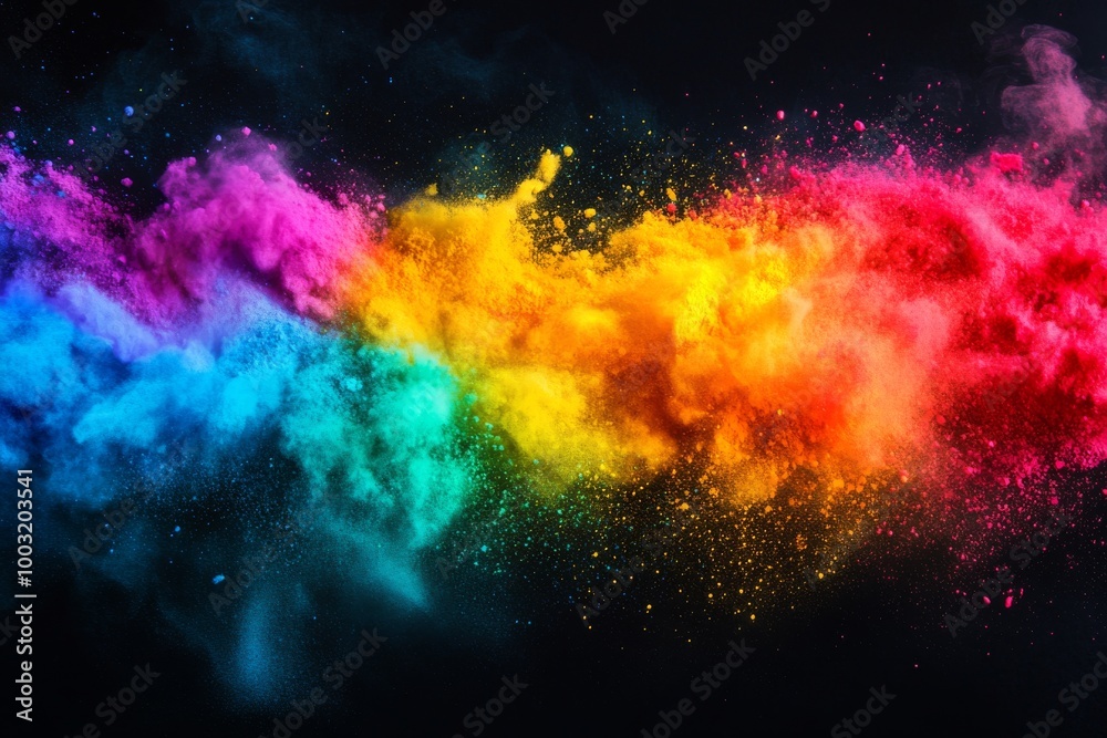 Fototapeta premium The background is an abstract color explosion with an abstract powder splattered background with a freeze action of color powder exploding/throwing color powder.