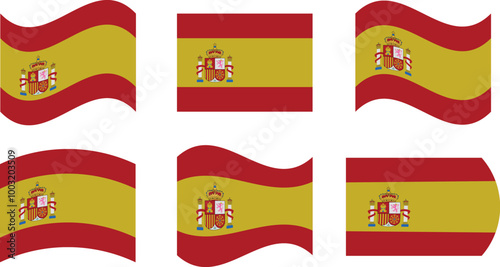Set of 6 flags of spain