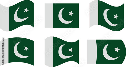 Set of 6 flags of pakistan