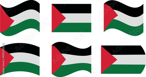 Set of 6 flags of palestine
