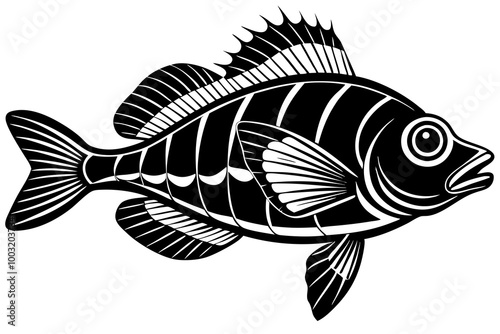 Sea fish silhouette black vector art illustration