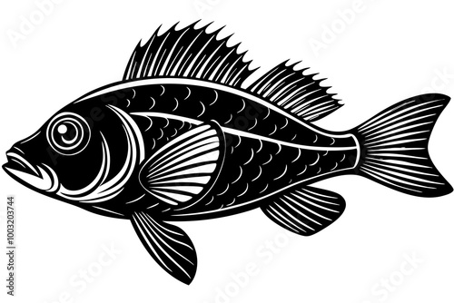 Sea fish silhouette black vector art illustration photo