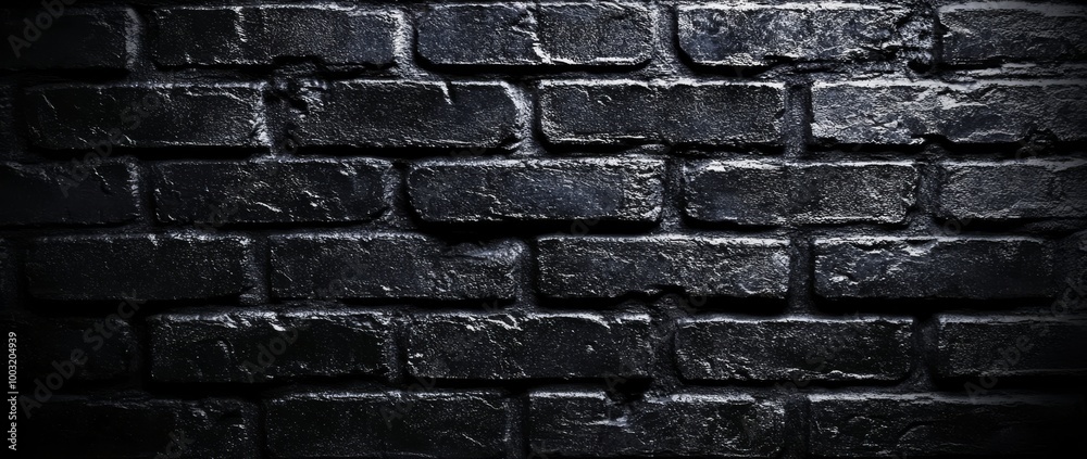 Fototapeta premium Using black painted brick walls as a wallpaper or background
