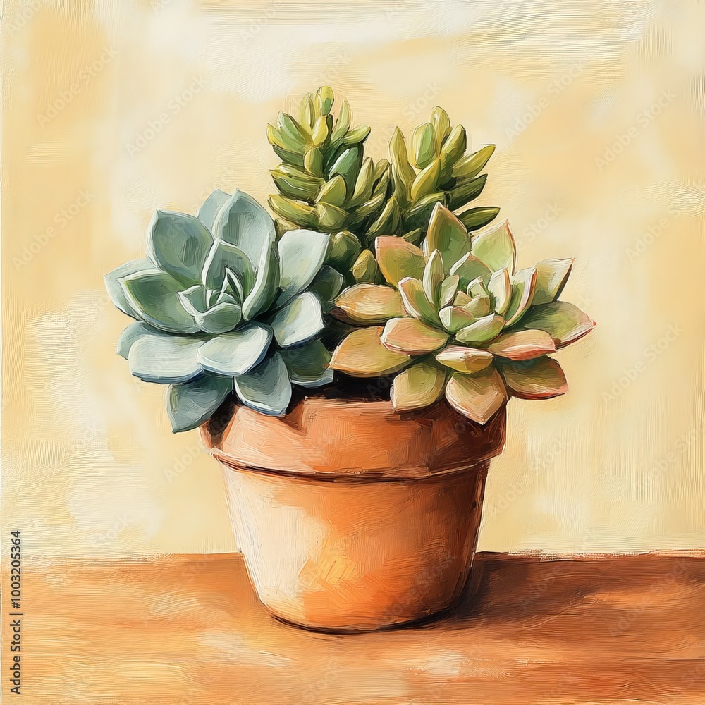 Illustration of succulents in a pot on grunge background Illustration of succulents in a pot on grunge background