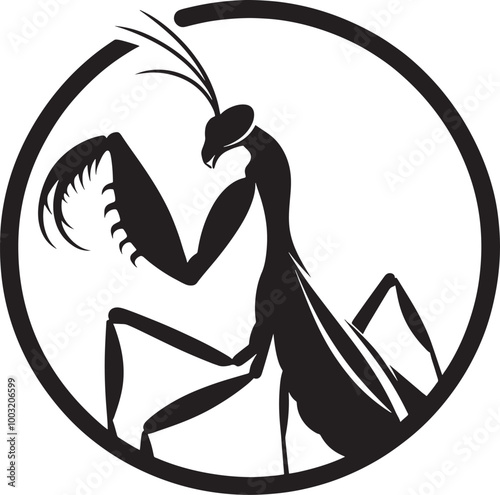 Praying Mantis silhouette vector illustration