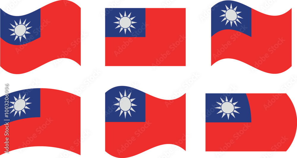 Set of 6 flags of taiwan