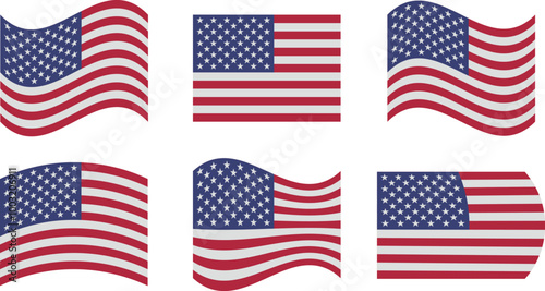 Set of 6 flags of united states