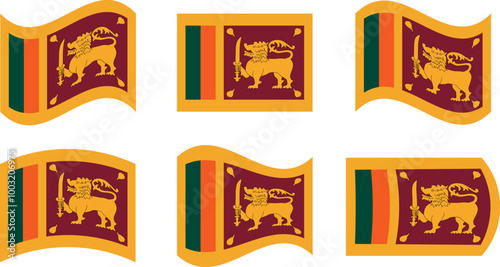 Set of 6 flags of sri lanka