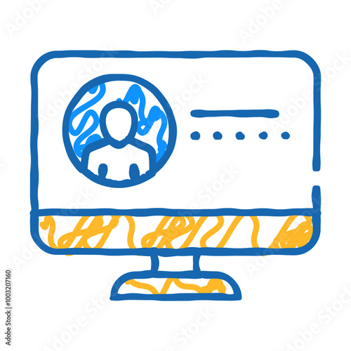 login and password for video conference doodle icon sketch vector. login and password for video conference sign. isolated symbol illustration photo