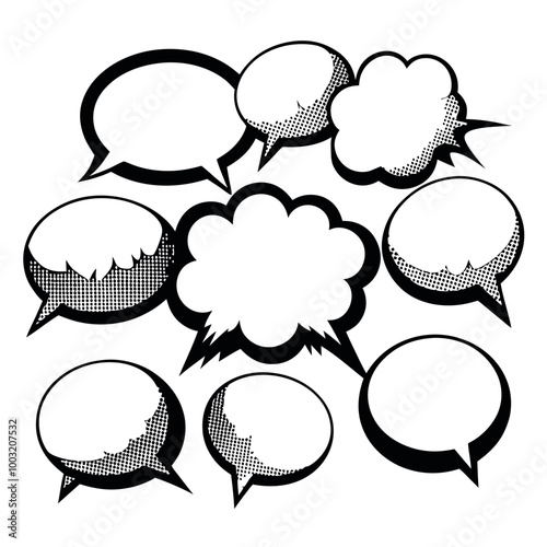 set of comic speech bubbles