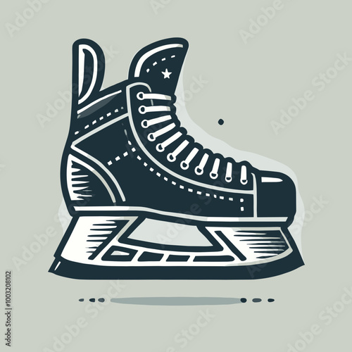 Skate shoe illustration in vintage style on pale green background with copy space
