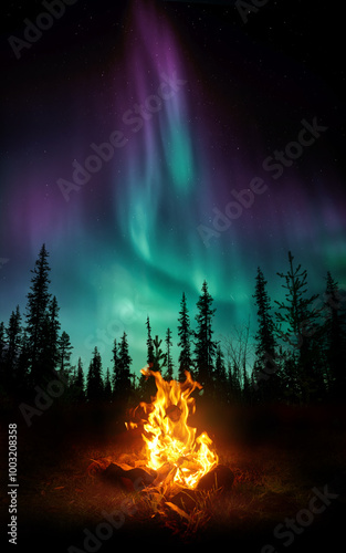 Wild And Cosy Campfire Under The Northern Lights