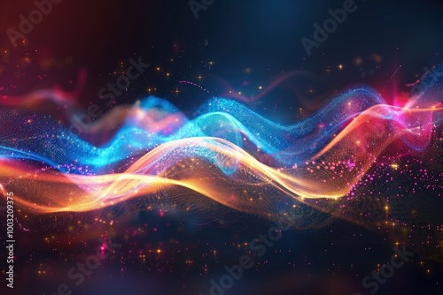 A colorful wave of light is shown in the image, generative ai image